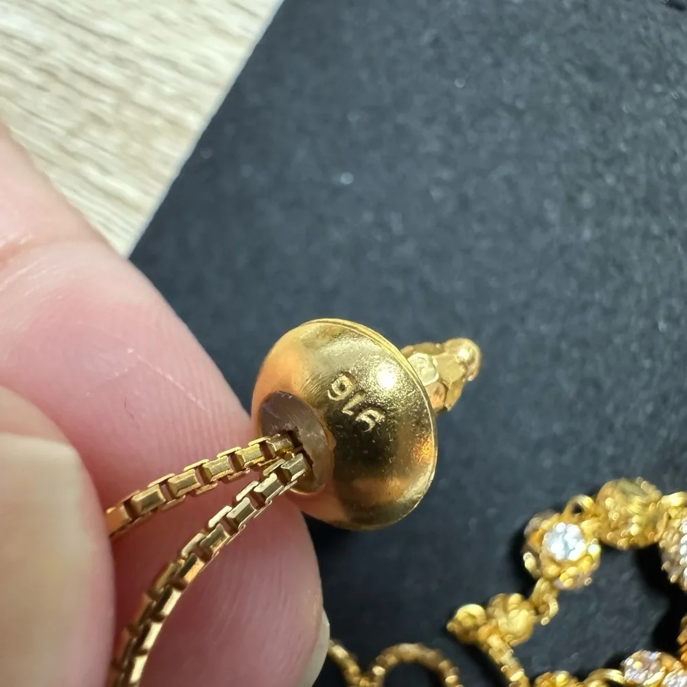 22K Solid Gold Adjustable Bracelet Double Chain Beaded Design ! ✨ - Picture 5 of 6